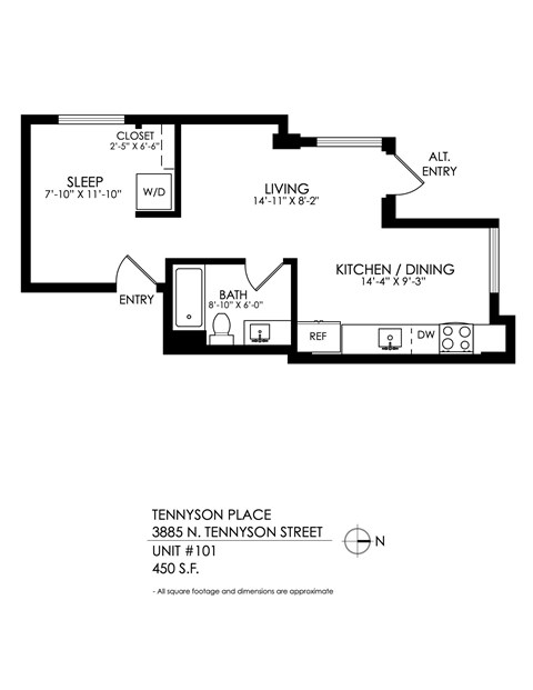 A floor plan for a Tennyson Place apartment.